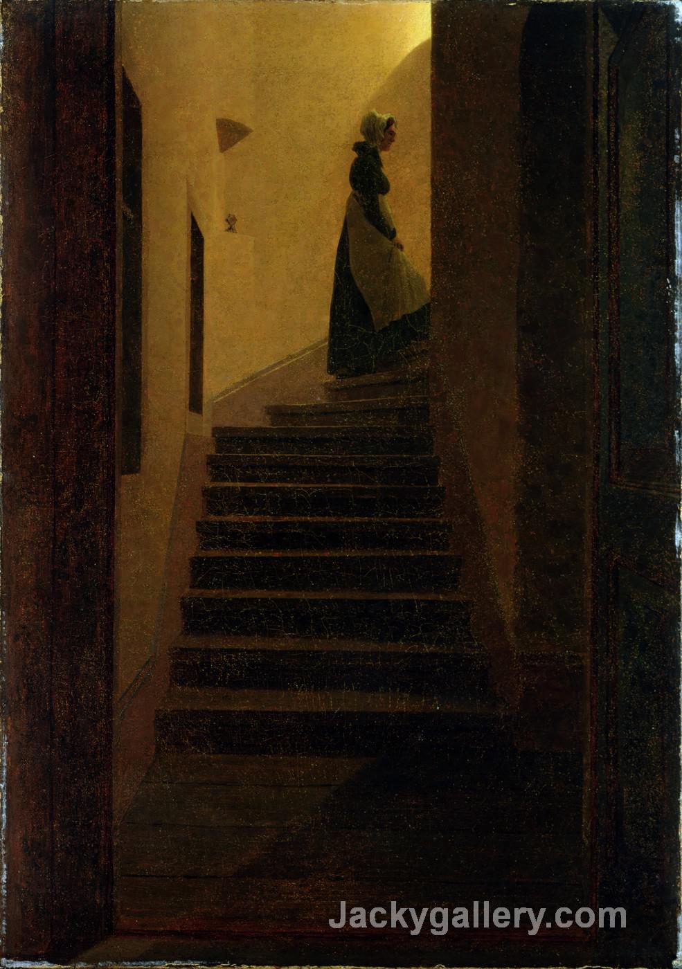 Woman on the stairs by Caspar David Friedrich paintings reproduction